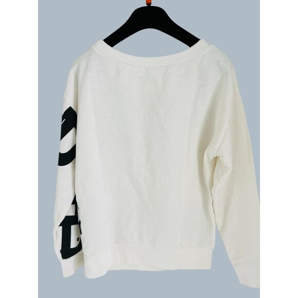 BAND OF OUTSIDERS Terry Cotton Sweatshirt Large Print in Black & White Size 2 - Picture 5 of 10